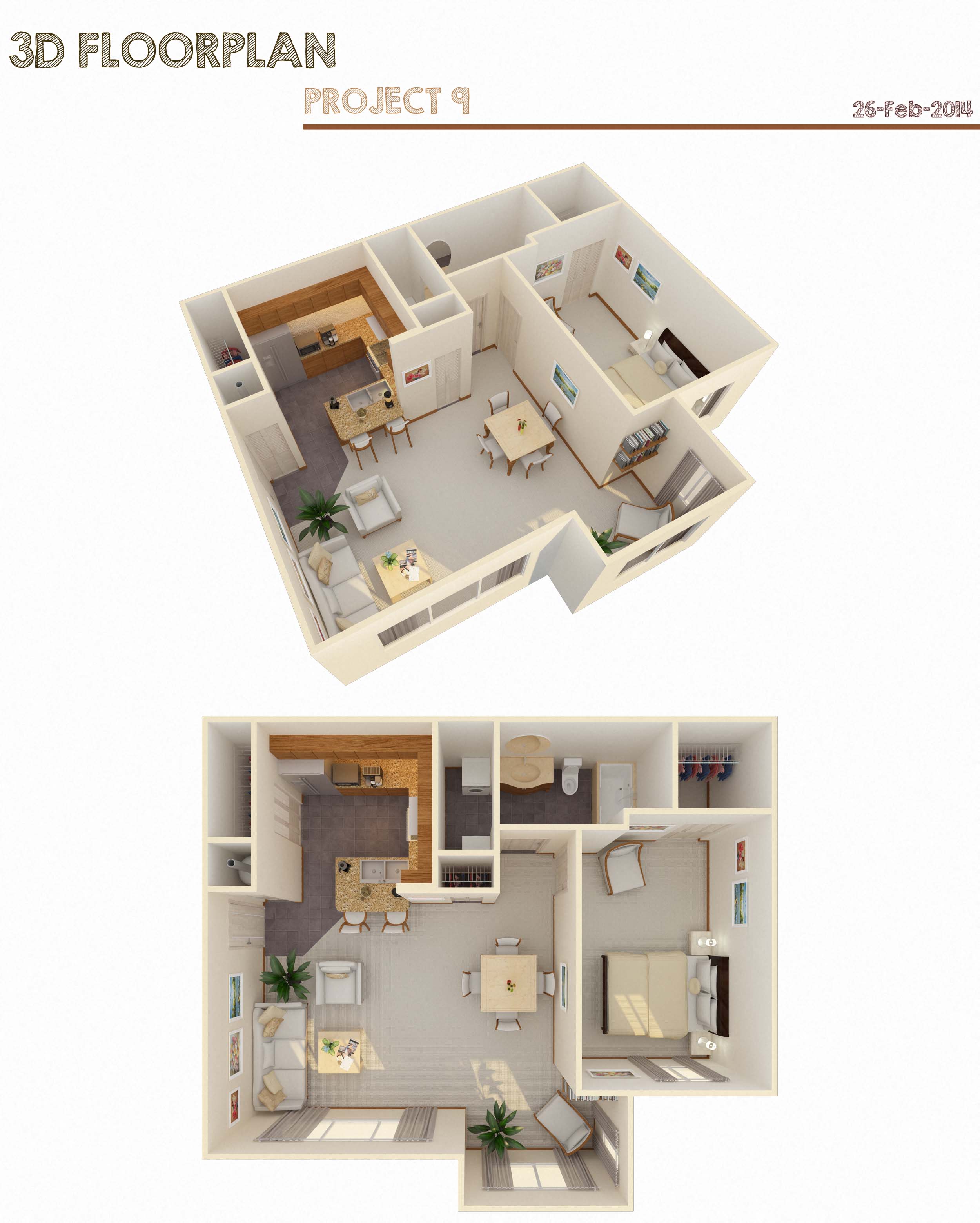 Floor plan for 1 bed, 1 bath, 856 sqft